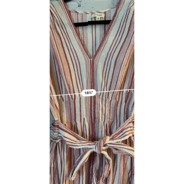Max Studio Stripe Tie Front Cotton Blend Dress Red Women’s L - Image 8