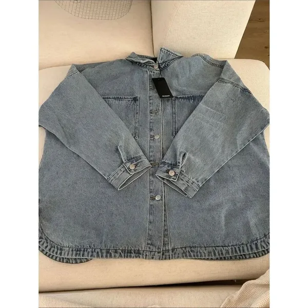 Hudson Denim Button-up Oversized Denim Shirt Jacket in Retro Wash NWT, Size XXL - Image 5
