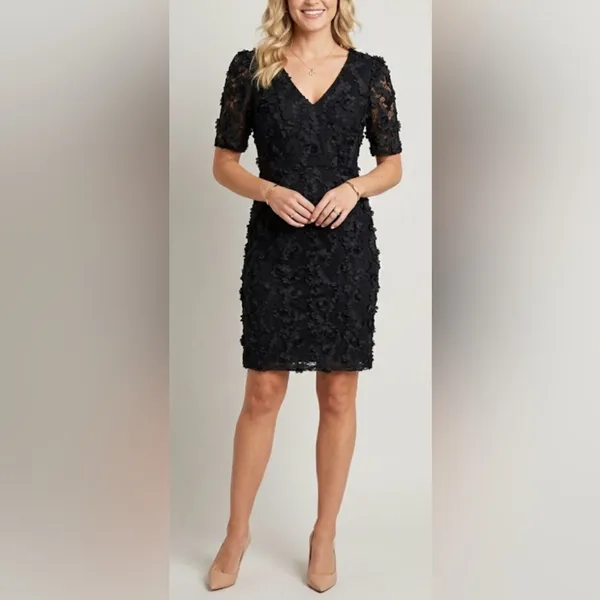 AQUA Formal Dress Size 2 Black Lace Knee Length Cocktail‎ Party Short Sleeve NWT - Image 13