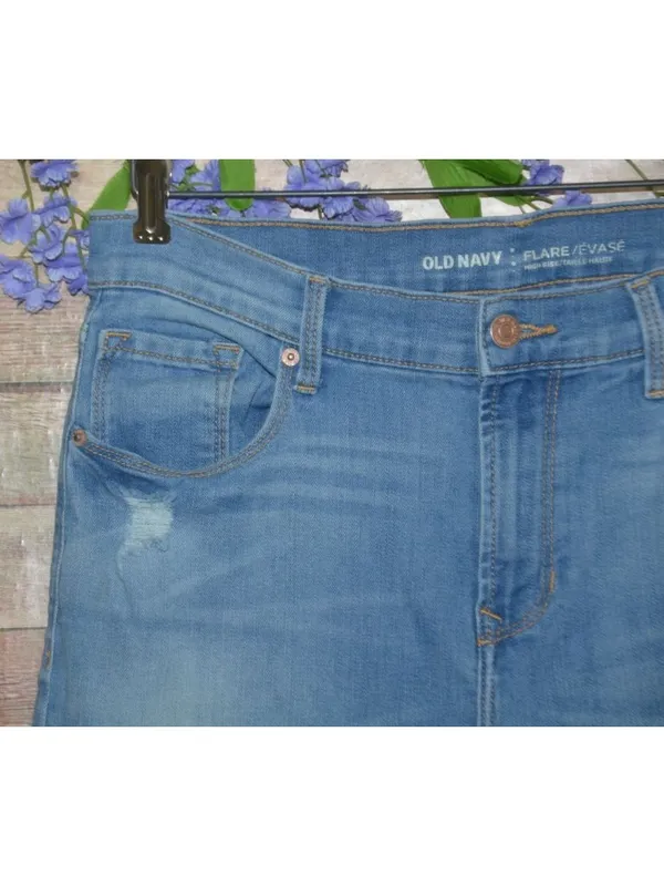 Old Navy Womens Jeans High Rise Flare Light Wash Size 12 Stretch Denim Classic - Image 3