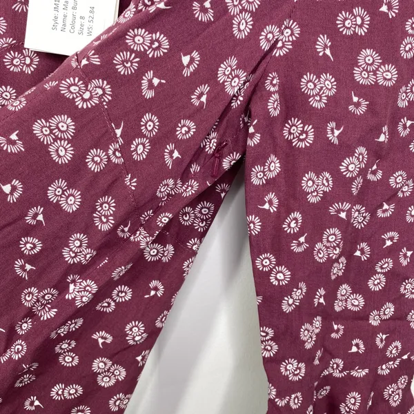 Auguste the Label Mae Devine Mini Dress Burgundy Floral Ruffle US 4‎ AU 8 JM193 - Image 9