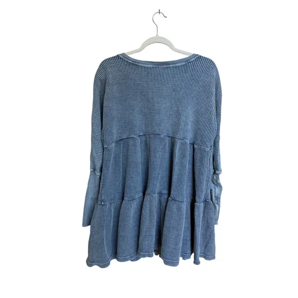 Free People FP One Dress Jolene Thermal Mini Dress Waffle Blue Size ‎ XS - Image 2