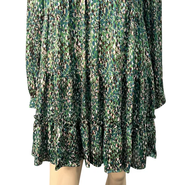 Easel Floral Green Tiered‎ Babydoll Dress S Flowy Earthy Indie Tiered Boho NWT - Image 3