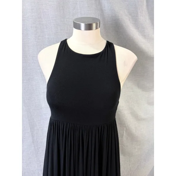 Rachel‎ Pally Black Jersey Racerback Maxi Dress High Neck Pleated Skirt S - Image 2