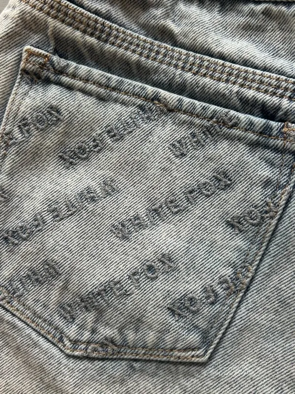 White Fox On A Mission Denim Shorts Washed Blue Size Medium Cut Offs Distressed - Image 6