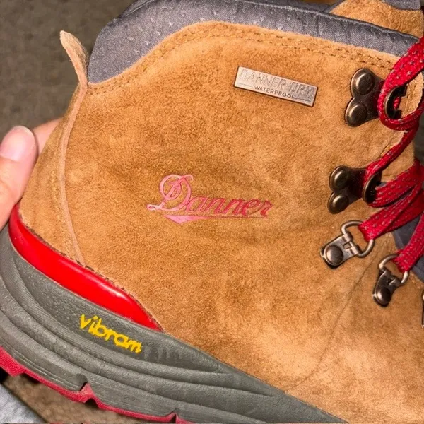 Danner Mountain 600 Waterproof Suede Hiking Boots Vibram Sole Brown Red 8 - Image 11