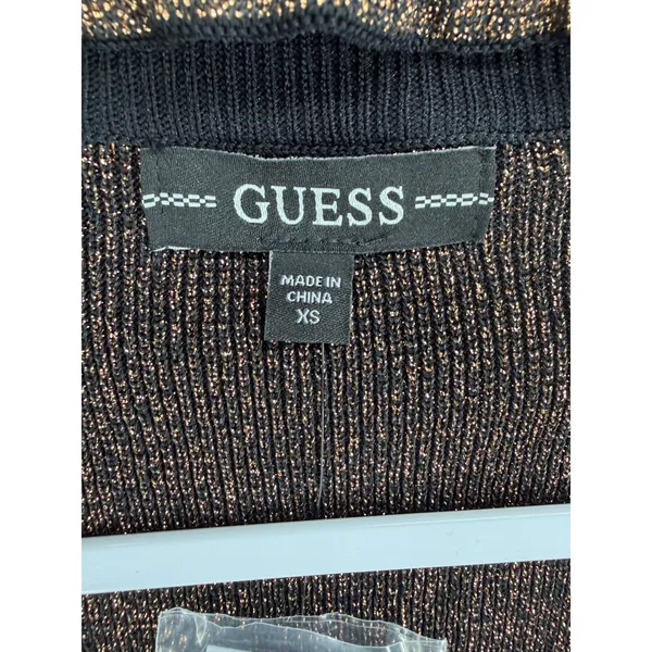 Guess Womens Sweater Lexie Lurex Metallic Cutout Mock Neck Copper XS - Image 6