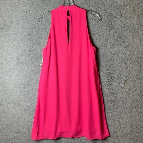 Impeccable Pig Shift Dress Large NWT Hot Pink Barbiecore Lined V-Neck Flowy‎ - Image 2