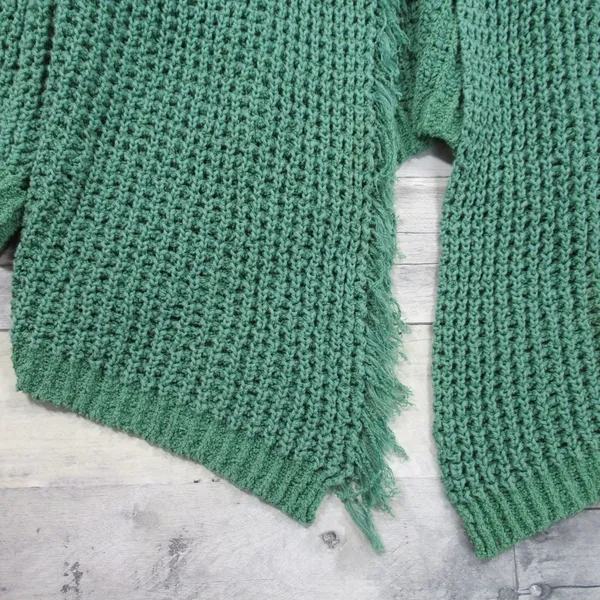 FREE PEOPLE I’ll Be Around Silk Blend Green Knit Oversized Cardigan Size Medium - Image 5