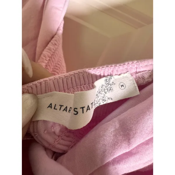 Altar'd State Clair Pink Puff Sleeve Tiered Cutout Romper Dress Womens‎ Medium - Image 3