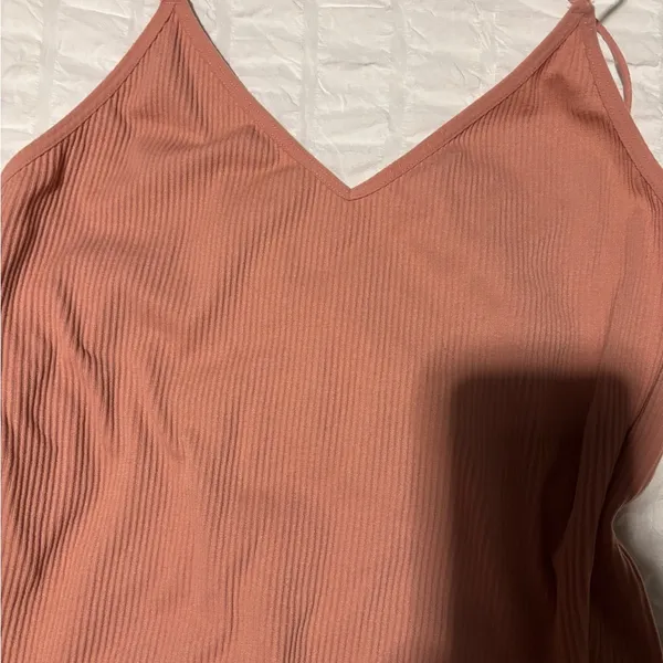 Peach Ribbed Bodysuit Orange Size L - Image 2
