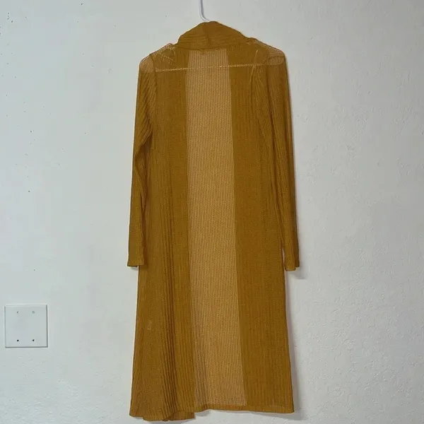 Fall open knit cardigan‎ open front duster lightweight orange yellow transition - Image 2