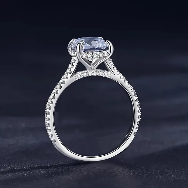 Sterling Silver SIZE 5 925 Oval Emerald Cut CZ Wedding Engagement Ring - Image 2