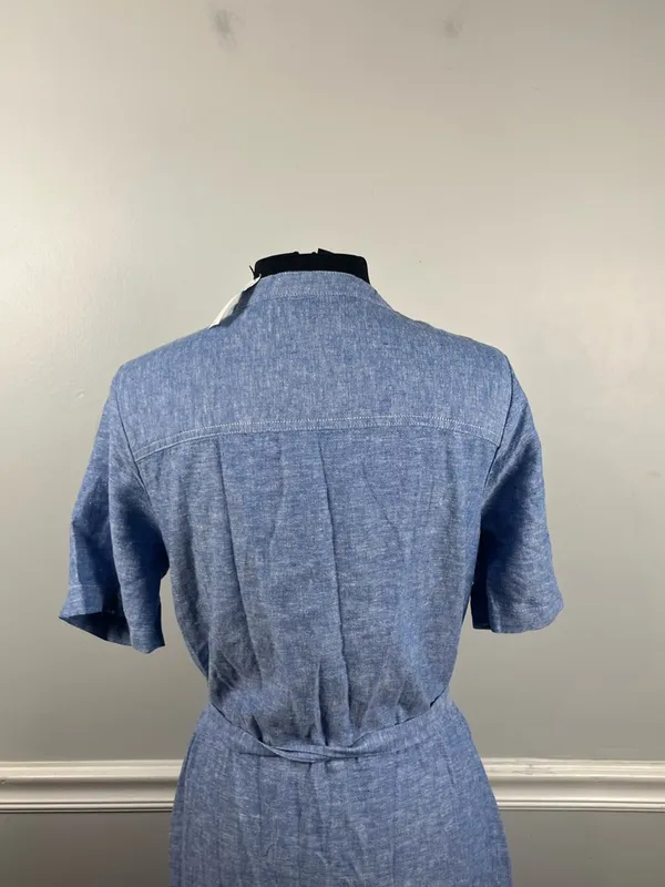 Banana Republic Factory Utility Striped Linen Blend Midi Dress Antique Blue S - Image 6