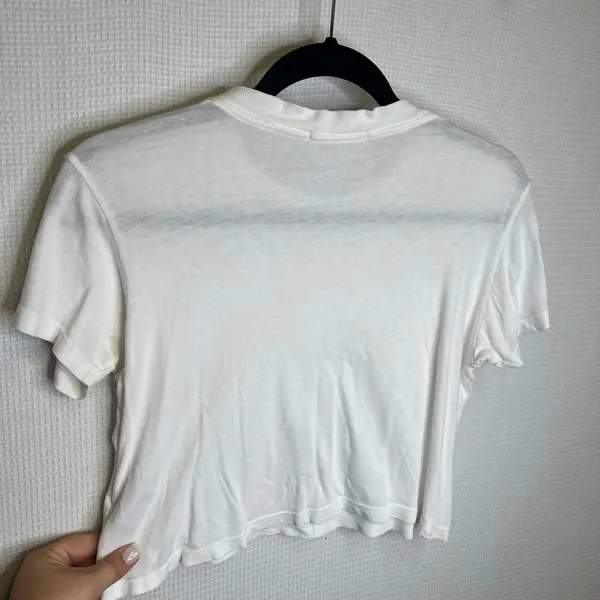 Agolde Premium White Cotton Short Sleeve Cropped Tee Shirt A7012 Women Size S - Image 3