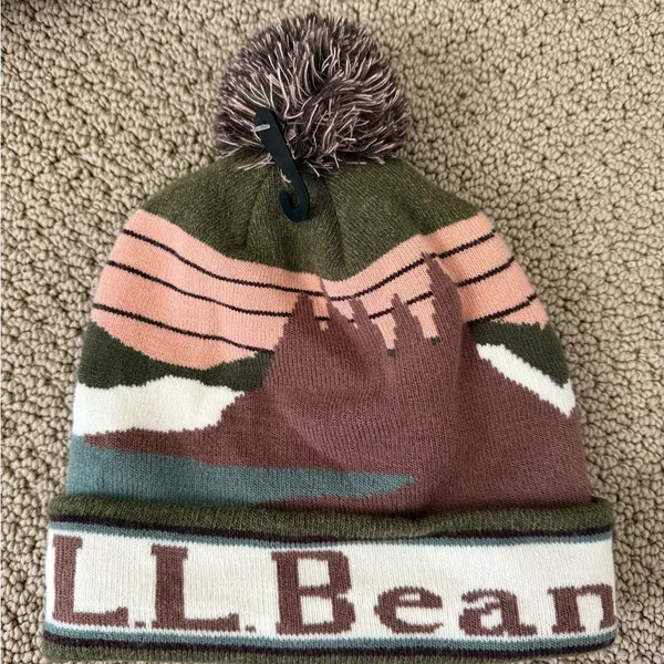 L.L. Bean Multicolor Knit Hat Green - Image 3