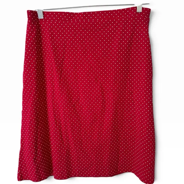 NWT OGL Stretch Cotton Polka Dot A-Line Flare Skirt Limited Ed Red Size Large - Image 3