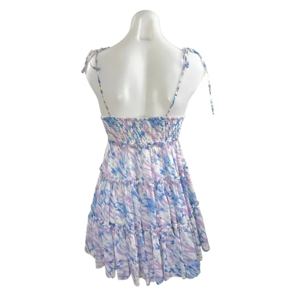 BuddyLove Delilah Abstract Ruffled Tiered Mini Cami Tank Flare A-Line Dress Sz S - Image 3