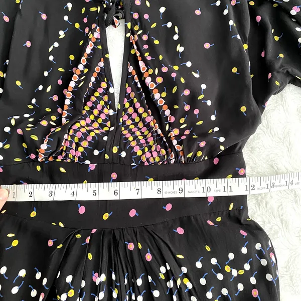 Free People Coryn Black Print Long Sleeve Open Back Flare Boho Mini Dress 0 - Image 10
