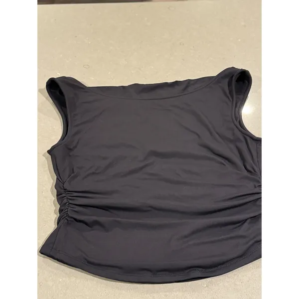 Anthropologie Ruched‎ Cowl Neck Sleeveless Tank Top Black Women's Size M - Image 6