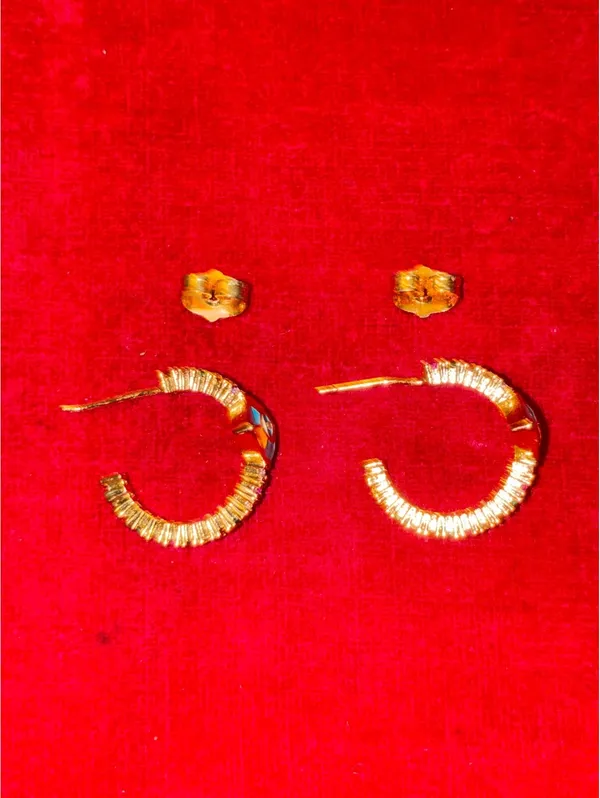 Colorful Enamel Evil Eye Gold Hoop Earrings with Rainbow Crystals - Image 5