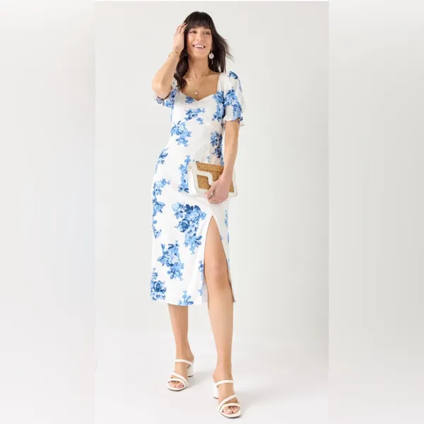 Mi Ami floral cottage core dress Blue - Image 4