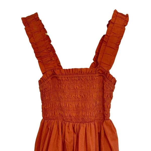 Abercrombie & Fitch Rust Orange Smocked Tiered Sleeveless Mini Dress Womens XS - Image 6
