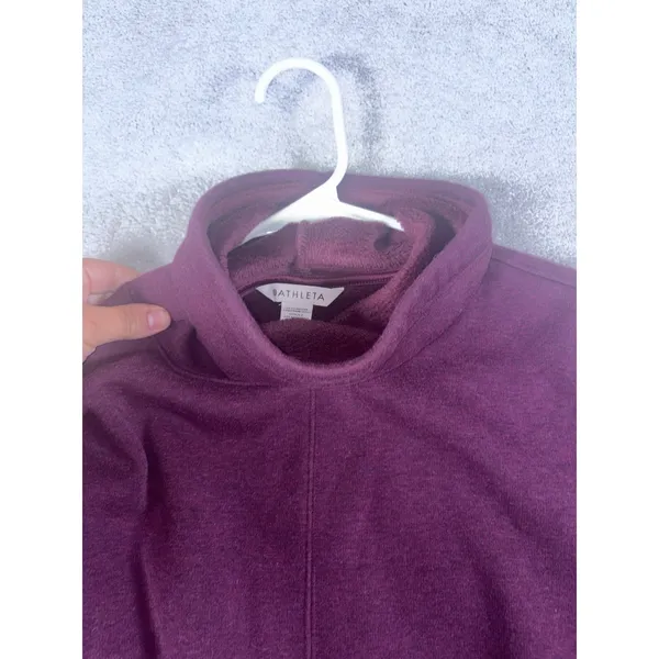 Athleta Cozy Karma Funnel Neck Sweatshirt Womens M Burgundy Fleece Lined - Image 10
