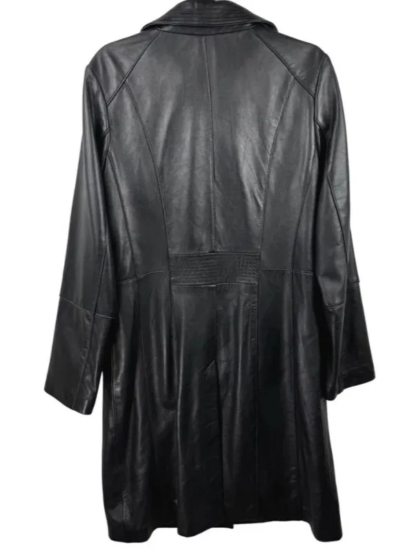 vintage Y2K 90s Anne Klein Midi Leather Trench Coat Matrix classic Mobwife - Image 10