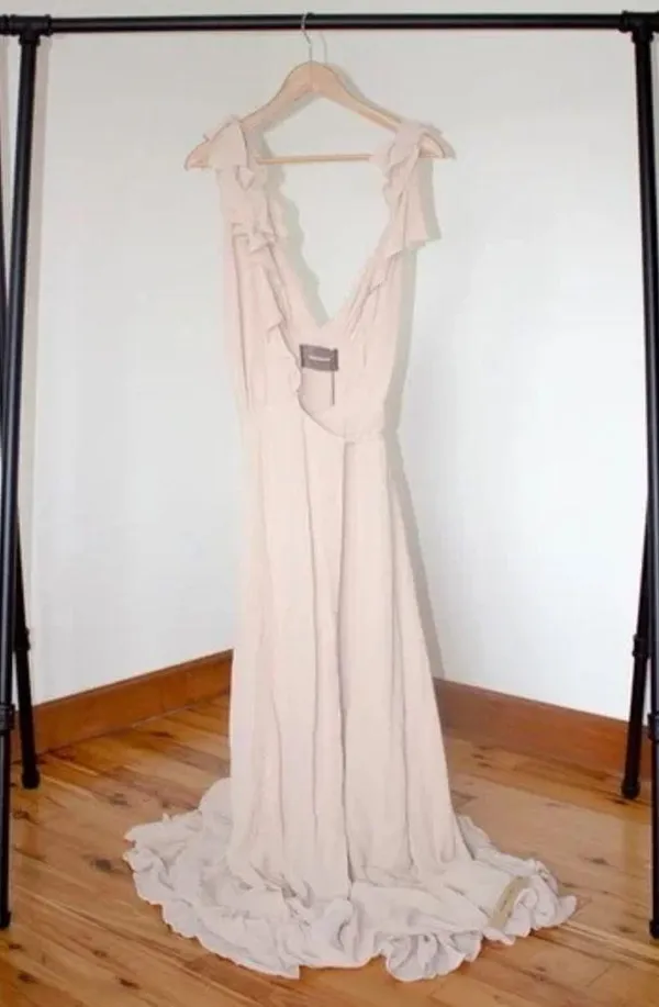 Reformation Peppermint Dress (Champagne) - Image 2