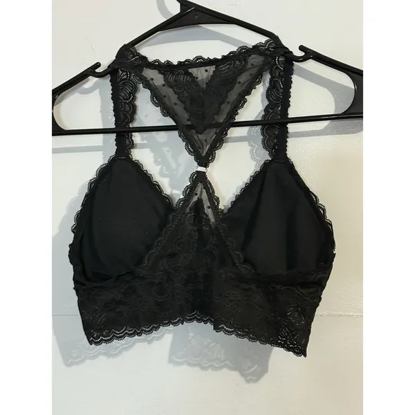 Aerie Women's Festive Lace Padded‎ Racerback Bralette Black Size M - Image 3