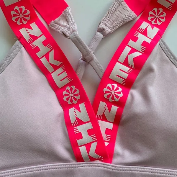 Nike Indy Icon Clash Sports Bra Large Logo Bright Barbie Pink Size Small - Image 3