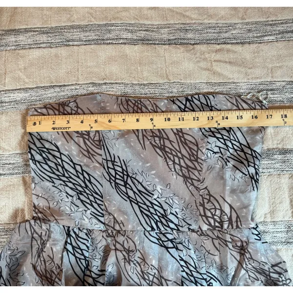 Chaudry KC 100% Silk Strapless Bubble Hem Mini Dress Abstract Print Sz Medium - Image 7