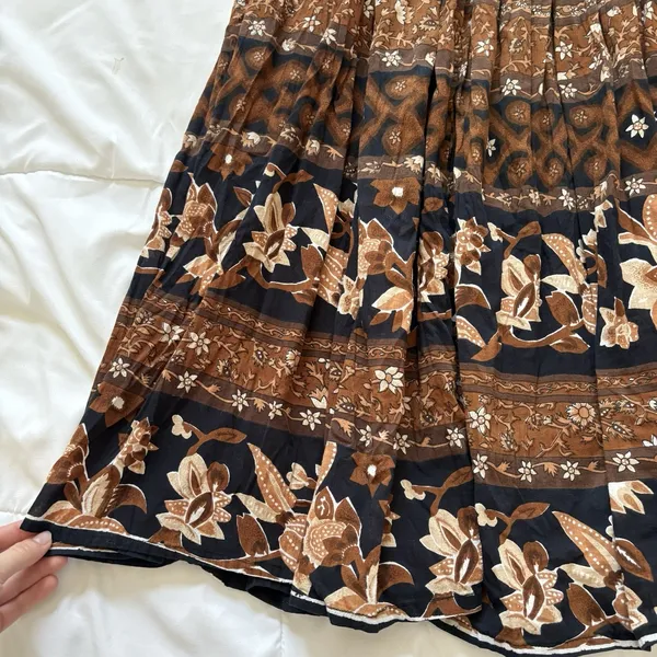 Vintage 90s Maxi Skirt Small Cotton Bohemian Fairy Whimsy Hippie Gypsy Brown Y2K - Image 6