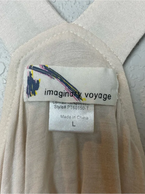 imaginary voyage Cream Tank Top with Embellished Straps Size L - Image 4