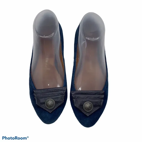 Jeffrey Campbell Size 6.5 Ibiza Reagle Blue Suede Leather Kitten Wedge Shoes - Image 2