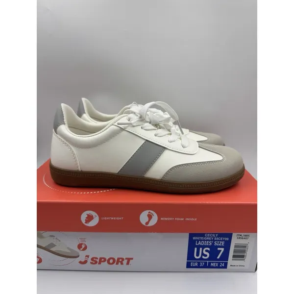 New J Sport Cecily Women’s Sneaker Suede White/Grey Low Top Shoes Size 7 US - Image 8