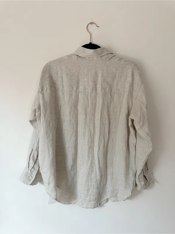 Aritzia Wilfred Reminisce Relaxed Linen Shirt Oversized Undyed Ecru - Image 12