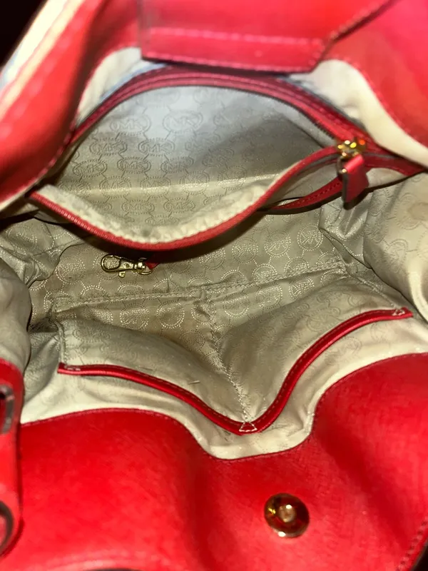 Michael Kors Hamilton Satchel Red grained leather. - Image 11