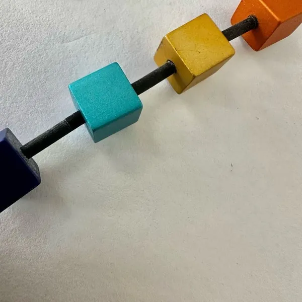 Colorful cubed necklace on cord - Image 9