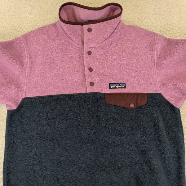 Patagonia Synchilla Lightweight Snap-T Pullover Pink Navy 25455 Womens Small - Image 8