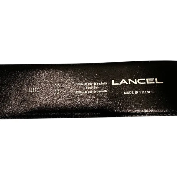 Lancel‎ Cowhide Leather Belt Chunky Gold Buckle Women's 80 Large Black Luxury - Image 5