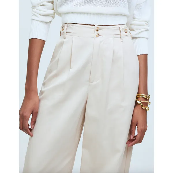 Madewell The Harlow Wide Leg Pant Linen Twill Harvest Moon Beige US 12 NWT - Image 3