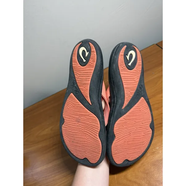 OluKai Kulapa‎ Kai Sandals Women's Coral Pink Orange Thong Flip Flops Size 6/36 - Image 3