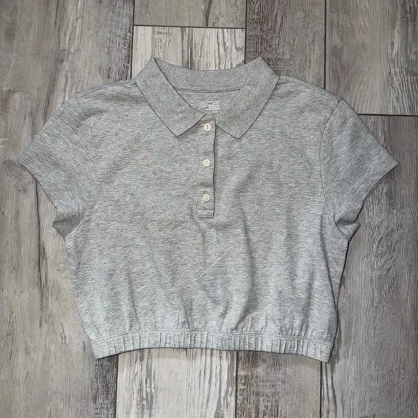 NWT Aerie Courtside Bubble Hem Cropped Polo Preppy T-shirt size medium - Image 3