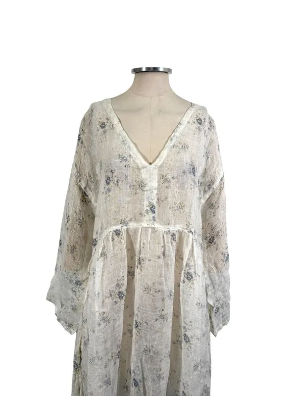 Namsar Linen Gauze Floral Print Oversized Midi Dress Size L/XL - Image 5