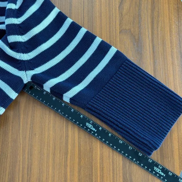 Gap 24/7 Stripe Turtleneck Sweater‎ XL 100% Cotton Navy Nautical Coastal Sailing - Image 5