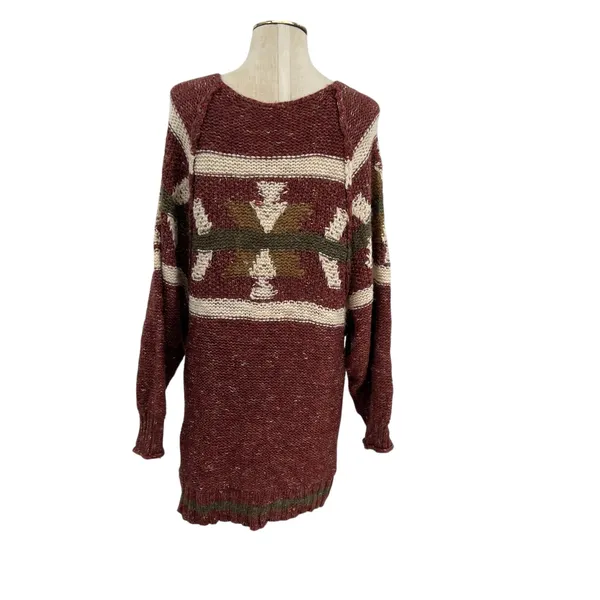 Free People Northern Lights Sweater‎ Mini Dress Boho Knit Red Size XS - Image 9