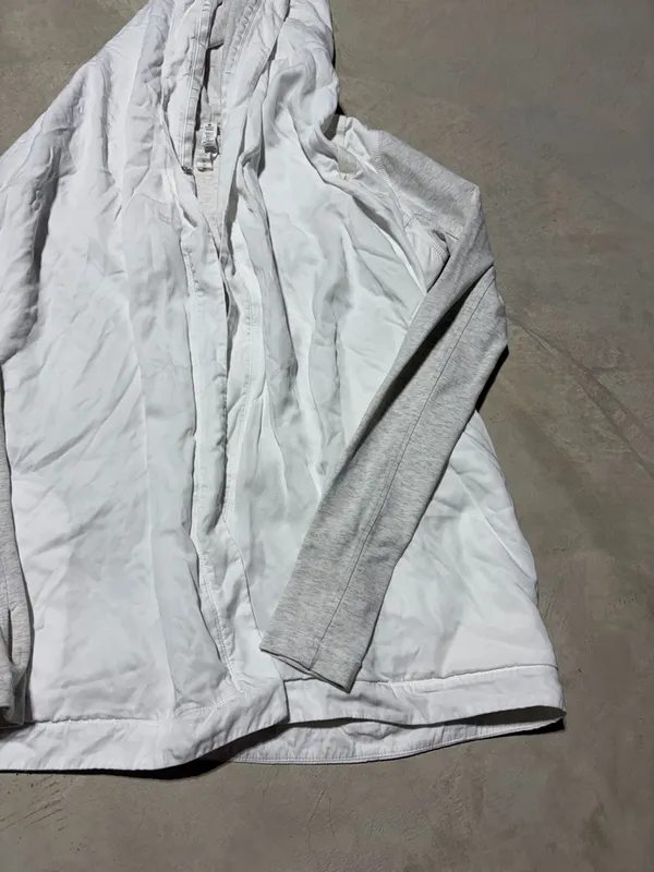 Lululemon Lightweight White Hooded cardigan m with Heather Gray/cream Sleeves 6 - Image 3