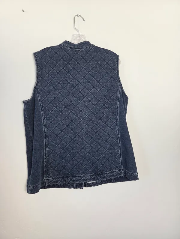 Vintage Quacker Factory Dream Jeannes Quilted Blue Denim Vest 90s Y2K Large - Image 9